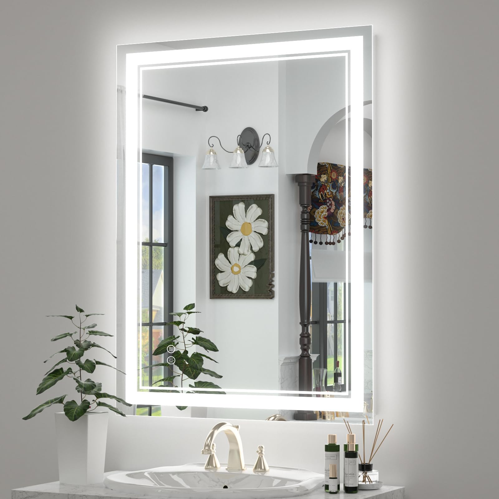 Amazon.com: OKPAL 24x32 LED Bathroom Mirror, Anti-Fog Lighted